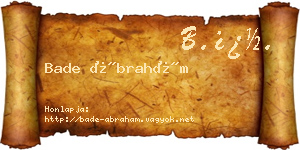 Bade Ábrahám névjegykártya